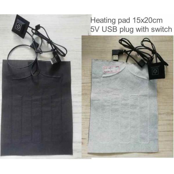 Customized Clothes Heating Pad 15x20cm 5V With Switch For Heated clothing