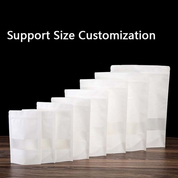 Customizable White Matte Stand-up Pouches With Window For Food Packaging