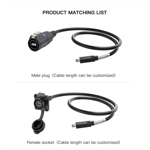 Cnlinko Manufacturer LP16 Industrial Waterproof Fast Transfer Data USB Type c Connector Male Usb Type c Female Connector