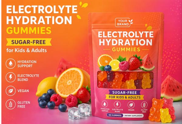 Sugar Free Vegan Electrolyte Gummy Hydration Products With Calcium Magnesium Vitamin C For Sports Energy
