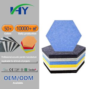 Aesthetic Hexagon Acoustic Panels 30x25cm 12mm Sound Absorption Customized