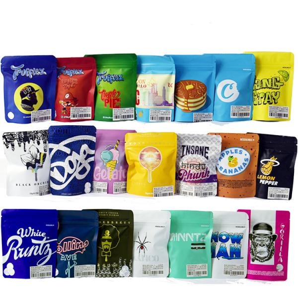 Cookies Zipper Mylar Bags Runtz Custom Printed Edible Gummies Stand Up 3.5g