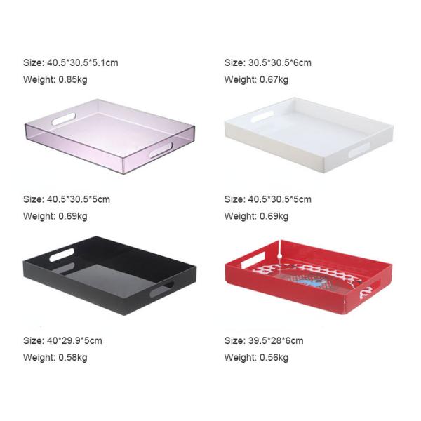OEM ODM Clear Acrylic Serving Tray With Handles Stacking Design Customized
