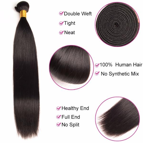 Double Machine Weft Virgin Human Hair Bundles Long Straight Hair Extensions For Thin Hair