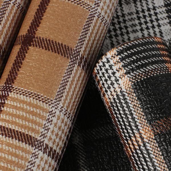 Conforto Bolsa de mão falsa de couro PU estilo escocês Plaid fundo de veludo macio