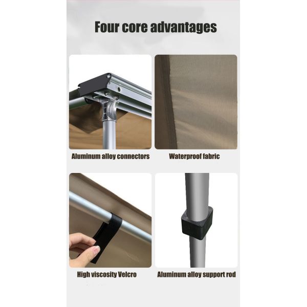 Outdoor Camping Vehicles Aluminum Alloy Pole Roof Tents Factory Hot Selling Sunshade and Waterproof Roof Curtains