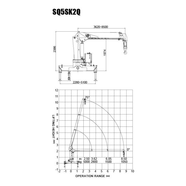 5 Ton Hydraulic Truck Loader Crane , 32 L/min 10m Max Reach with Low Price