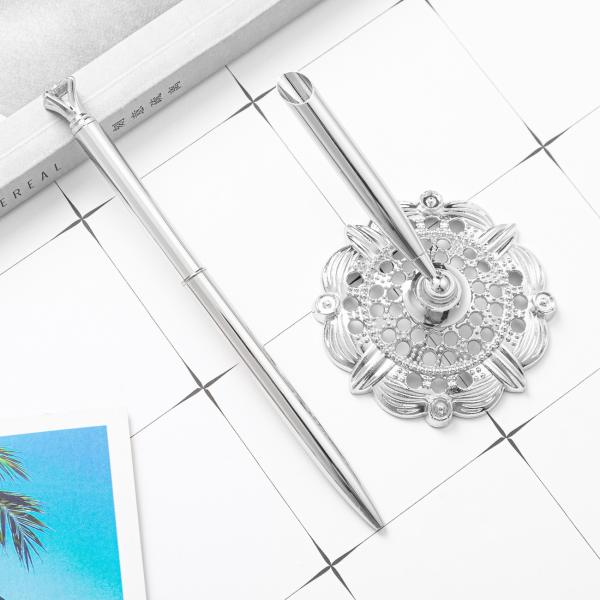 Diamond Table Stand Swivel Ball Pen Hotel Reception Rose Gold Silver Table Ball Pen