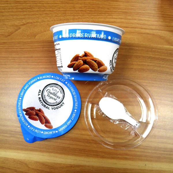 Food Grade Disposable customized plastic yogurt milk drink cup with aluminum foil lid