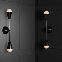 Modern Nordic Brass Cast Ceramic Lampshade Wall Lamp for Living Room Bedroom Hotel Bedside Linear Triad Sconce