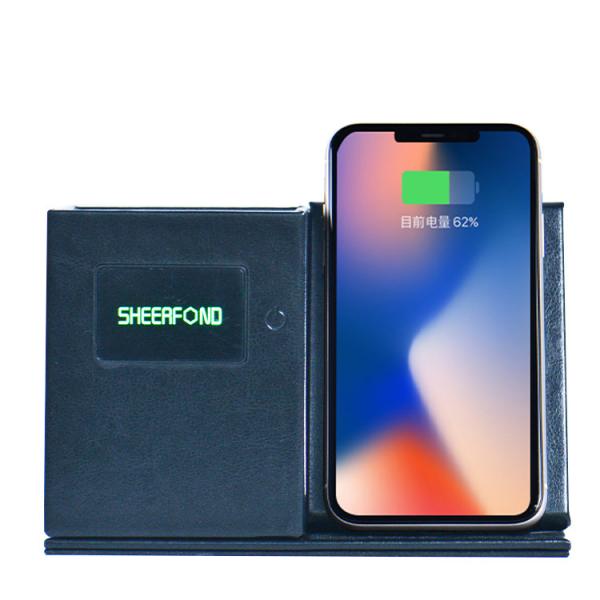 carregador sem fio de couro de carregamento rápido Pen Holder Custom de 10W Qi