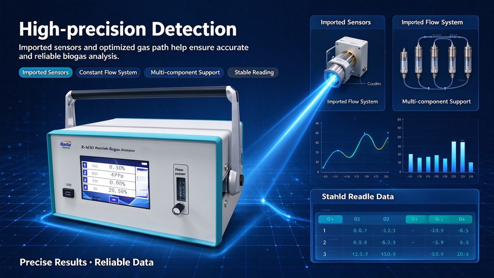 Metal Portable Calorific Value Analyzer CO2 CH4 H2S O2 Methane Multi Gas Analyzer