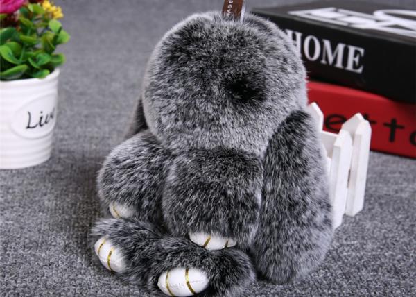 Smooth Fluffy fur Handbag Charm 15-20cm , Dyed Colors Rabbit fur keychain