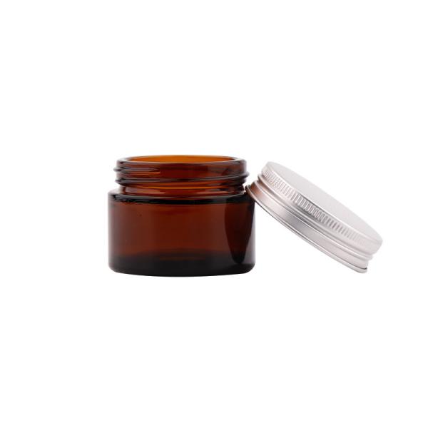 Ambar creme para corpo vazio frascos cosméticos para o rosto frasco de vidro creme com tampa de alumínio