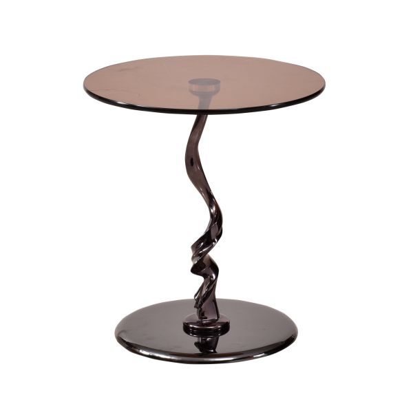 PC50G Twisted Chrome Clear Glass Side Table