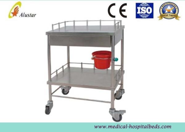 Mobile Wheel Stainless Steel Hospital Medical Trolley , Push Trolley Cart (ALS-MT14)