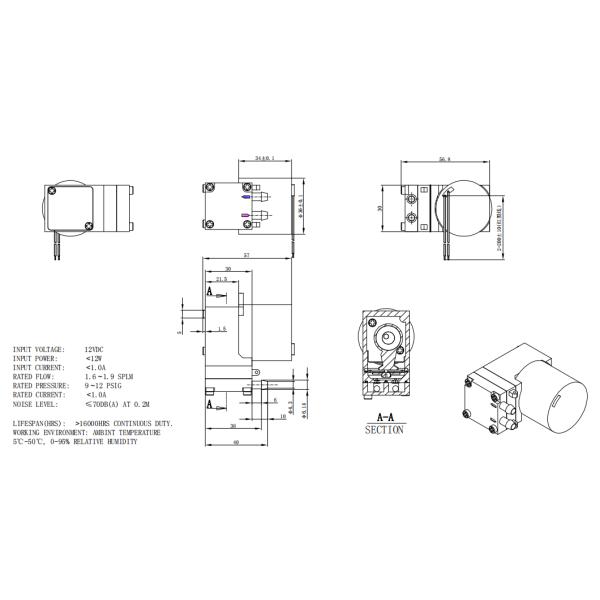 Bomba sin cepillo de Ryton del reemplazo de la bomba de Parker de la bomba de diafragma de DC del alto de la estabilidad de aire motor de la bomba