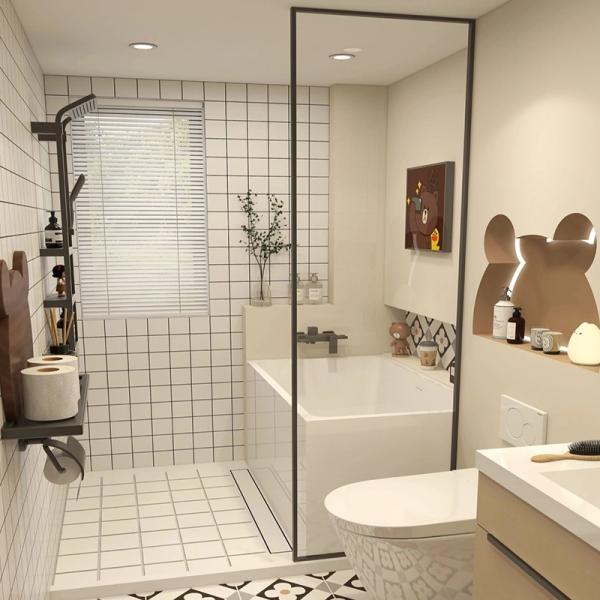 Matte Black Aluminium Shower Enclosure Bathroom Tempered Glass Partitions