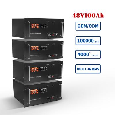 Hybrid Solar System Rack Mount Battery Monocrystalline Silicon 4000 Cycle 48V 100ah Lithium