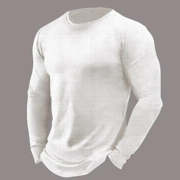                  Customized New Men′s Waffle T-Shirt Spring and Autumn Fashion Street Men′s Crewneck Casual Oversized Top T-Shirt             