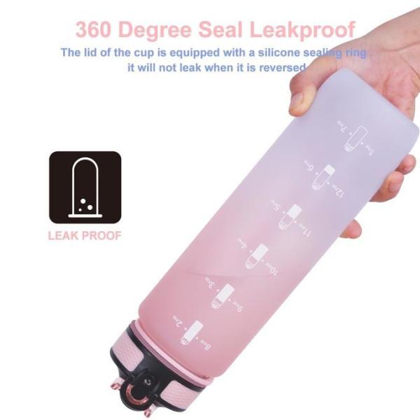 Botella de agua de Tritán a prueba de fugas botella de agua de 32 oz con marcador de tiempo libre de BPA asegúrese de beber suficiente agua para gimnasio acampar deportes al aire libre