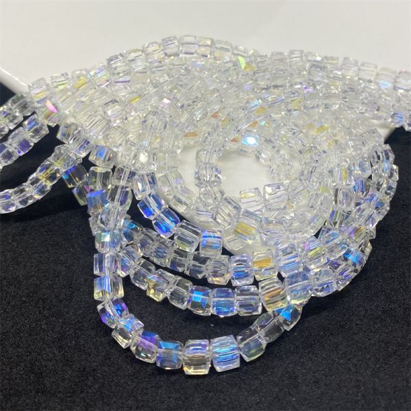 Crystal Square Glass Beads 4mm Cubic Beads Candy Diy Accessories Materials Loose Beads