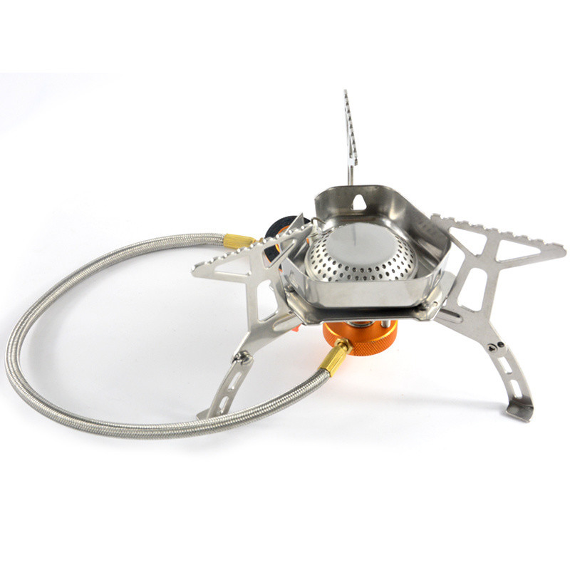 Stainless and Copper Mini Gas Stove for Camping 0.370kg Gross Weight Foldable Design