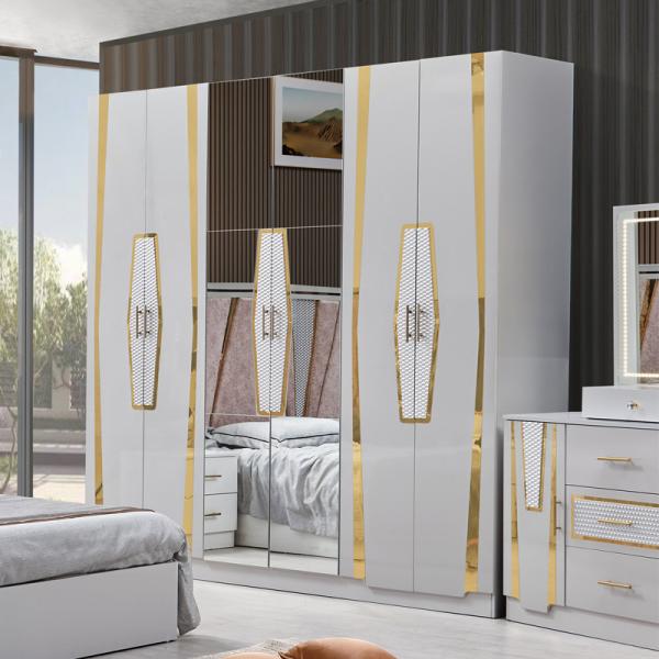 Foshan Wholesale Wood Frame Double Leather King Size Bed Suite Home Wooden Queen Full Cheap Modern Luxury Bedroom Furniture Set