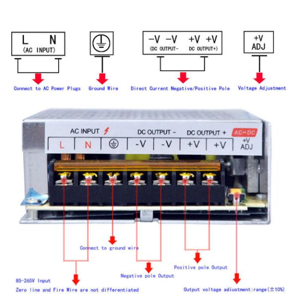 12V 60 Amp AC DC Power Supply Output Frequency 50/60HZ Silver with Silver Design