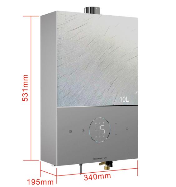 10L Natural Gas Instant Water Heater Stainless Steel Heat Exchanger Wall-Mounted Forced Exhaust Portable