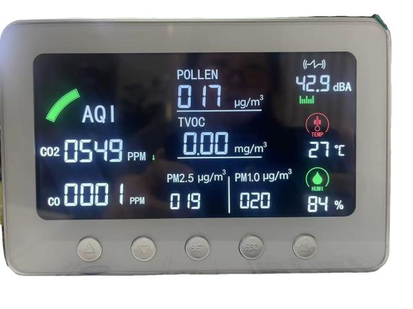 スマートWiFi IAQモニター 多パラメータ空気質モニター TVOC PM1.0/2.5 CO CO2対応 家庭、オフィス、屋内空間向け