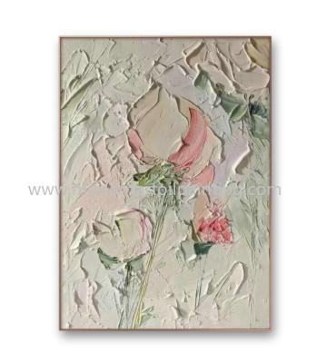 Textured Modern Flower Paintings Handpainted Canvas For Interior Decoration