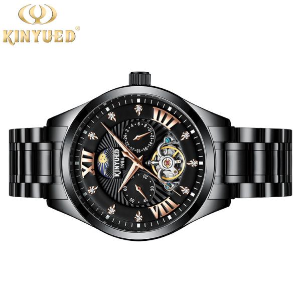 KINYUED High Quality Custom Waterproof Watch Watch Buckle Stainless Steel Automatic Mechanical Watch Men