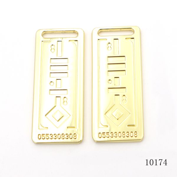 Engraved Metal Logo Tag Rectangle Key Chain Bag Charm Hypoallergenic
