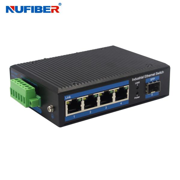 Din Rail Industrial Fiber Switch 10/100/1000M 4 UTP To SFP Slot 24V Unmanaged Industrial Switch