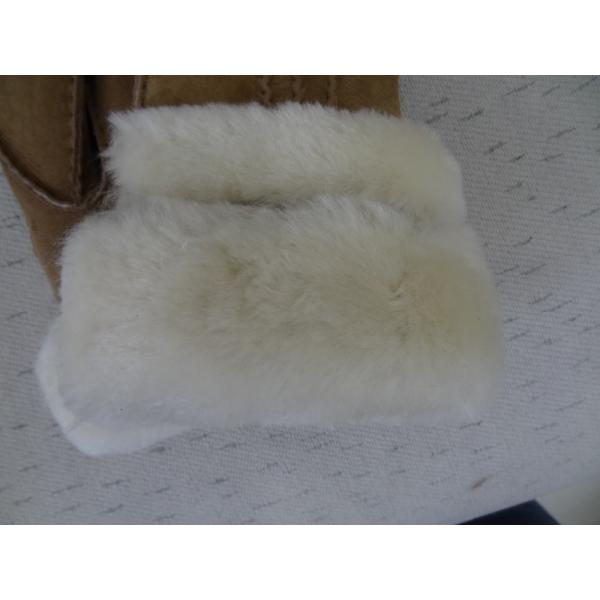 Wholesale high quality sheepskin lambskin gloves fur trim cuff shearling gloves for ladies
