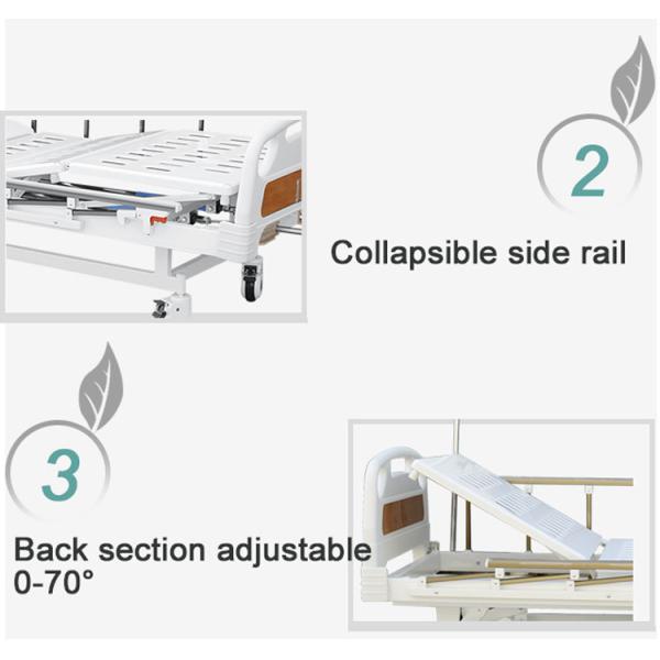 Mobile Manual Hospital Bed For General Ward , Aluminum Alloy Side Rails