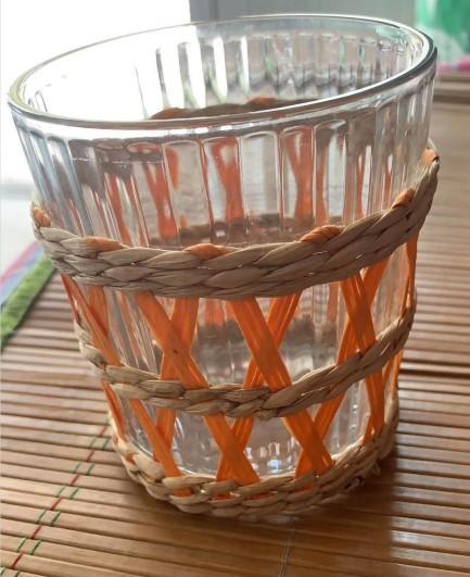 Best selling Seagrass bottle carrier Wicker detox bottle holder Seagrass glass cup holders