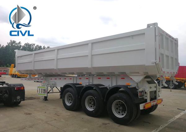 Hydraulic Tipper Trailer 3 Axle 60 Tons Loading Capacity, Dump Trailer Truck