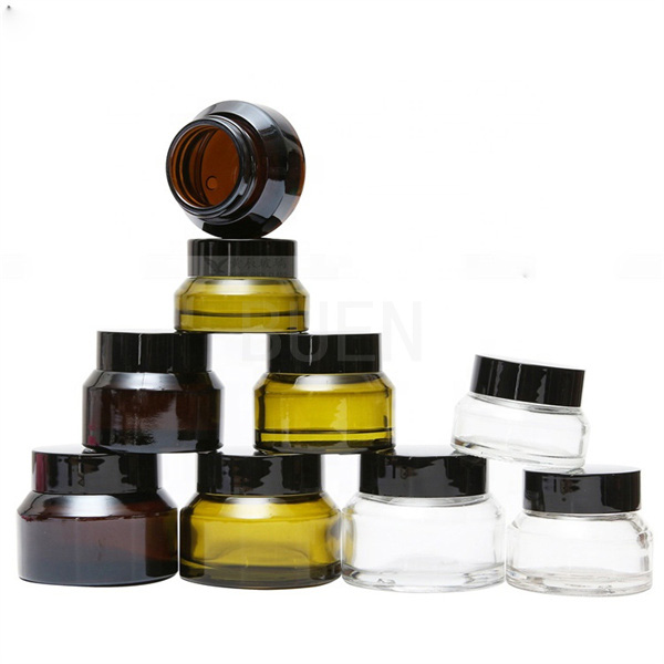 Light Green Glass Cosmetic Jars Oblique Shoulder Cream Glass Jars 200g