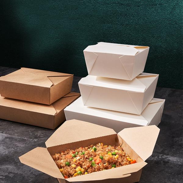 Durable Material Take Away Lunch Box Disposable Brown Kraft Paper Fast Food Container