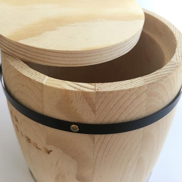 Customized Logo Acceptable Wooden Tea Coffee Sugar Canisters Set Barrel Shape