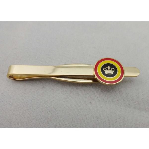 Mini Stamped Personalized Tie Bar With Synthetic Enamel , 13 mm Gold Plating