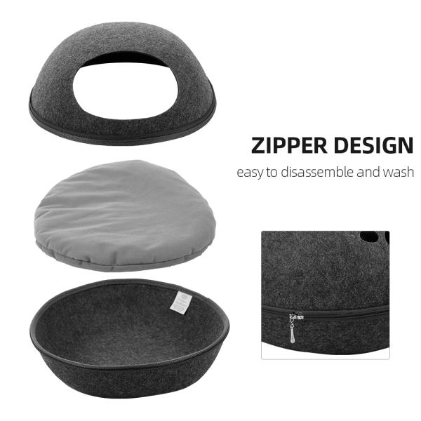 Cats Accessories Detachable H26cm Felt Pet Cave With Cushion