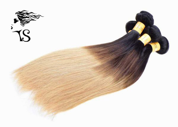 8A Silky Straight Long Ombre Human Hair Extensions with Black Brown Blonde 3 Color