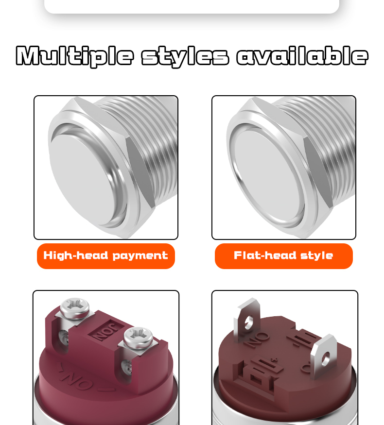 22MM High Current Metal Button Switch 10A Short Screw Terminal Pin Self-Reset Self-Locking High Power Button 22MM High Current Metal Button Switch 10A Short Screw Terminal Pin Self-Reset Self-Locking 