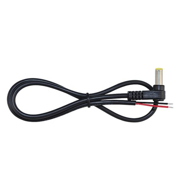 90 Degree Angle Male DC 2.1x5.5 Barrel Jack to Open Stripped Tinned Wire Bare End Cable