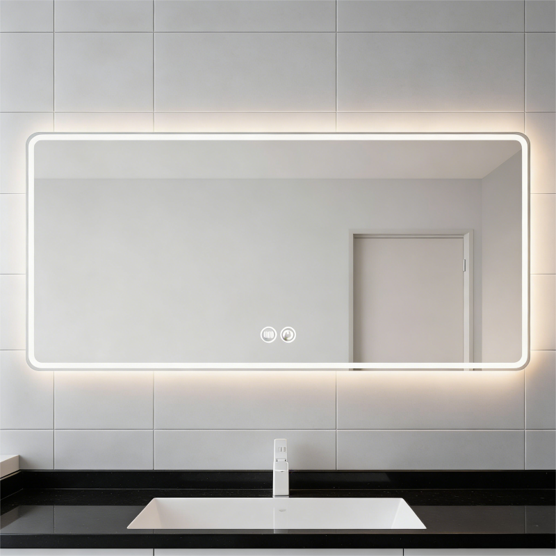 Kingstin LED Backlit Bathroom Mirror - Wabi-Sabi Style Warm Light Vanity Mirror for Zen Bathroom