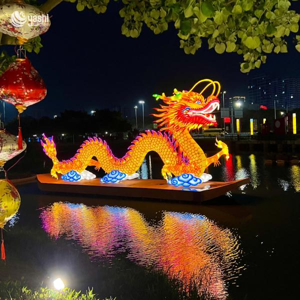 LED Lighting Chinese Festival Lantern With Rust Proof Steel Internal Frame
