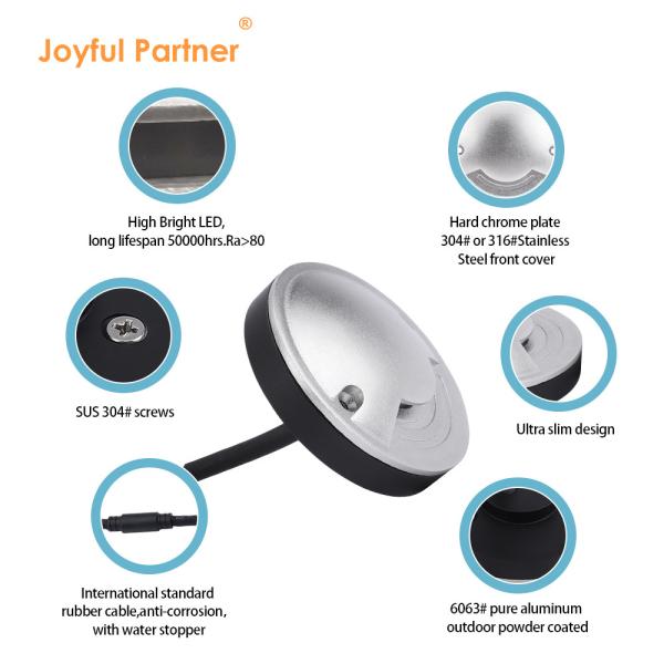 Lâmpada de montagem de superfície IP67 SS Inground Drive Over Light Ultra Thin Diâmetro 70mm 3W